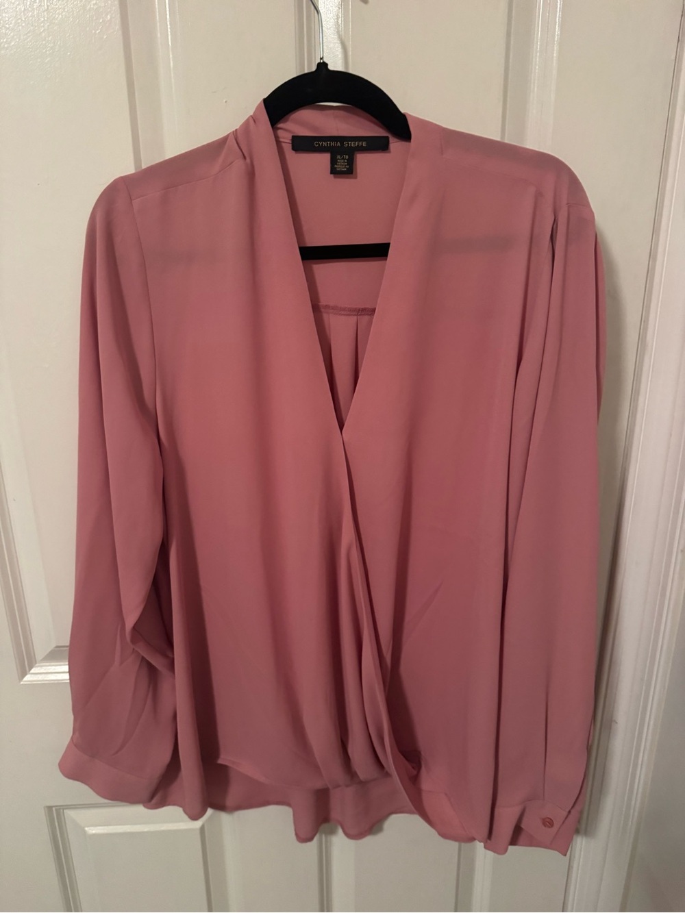 Cynthia Steffe Rose Pink Draped Surplice Blouse